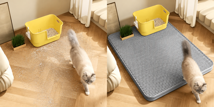 No More Litter Mess - Double Layer Cat Litter Mat | Waterproof, Non-Slip & Machine Washable | Protects Floors & Traps Scattered Litter