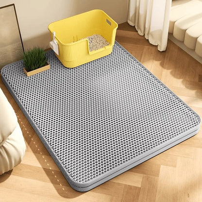 No More Litter Mess - Double Layer Cat Litter Mat | Waterproof, Non-Slip & Machine Washable | Protects Floors & Traps Scattered Litter