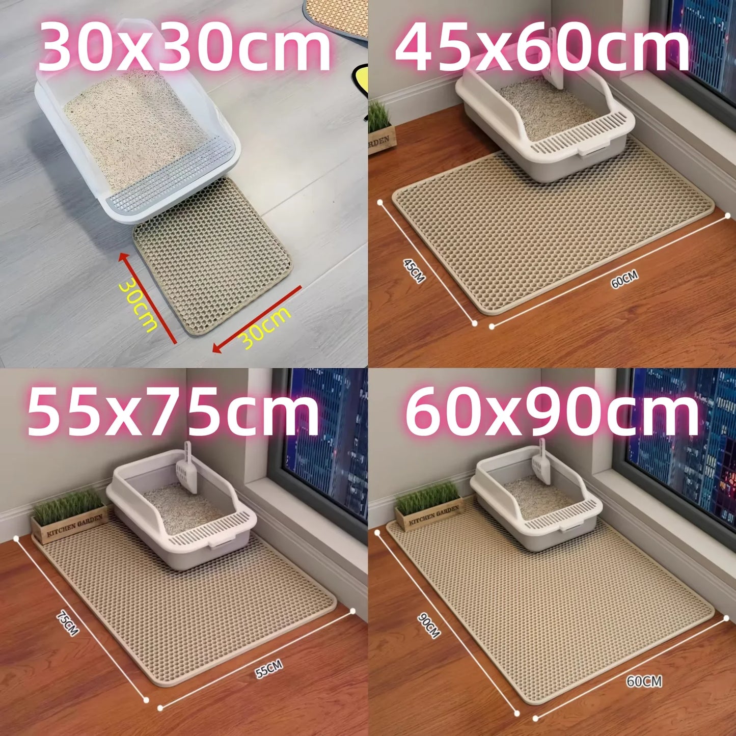 No More Litter Mess - Double Layer Cat Litter Mat | Waterproof, Non-Slip & Machine Washable | Protects Floors & Traps Scattered Litter